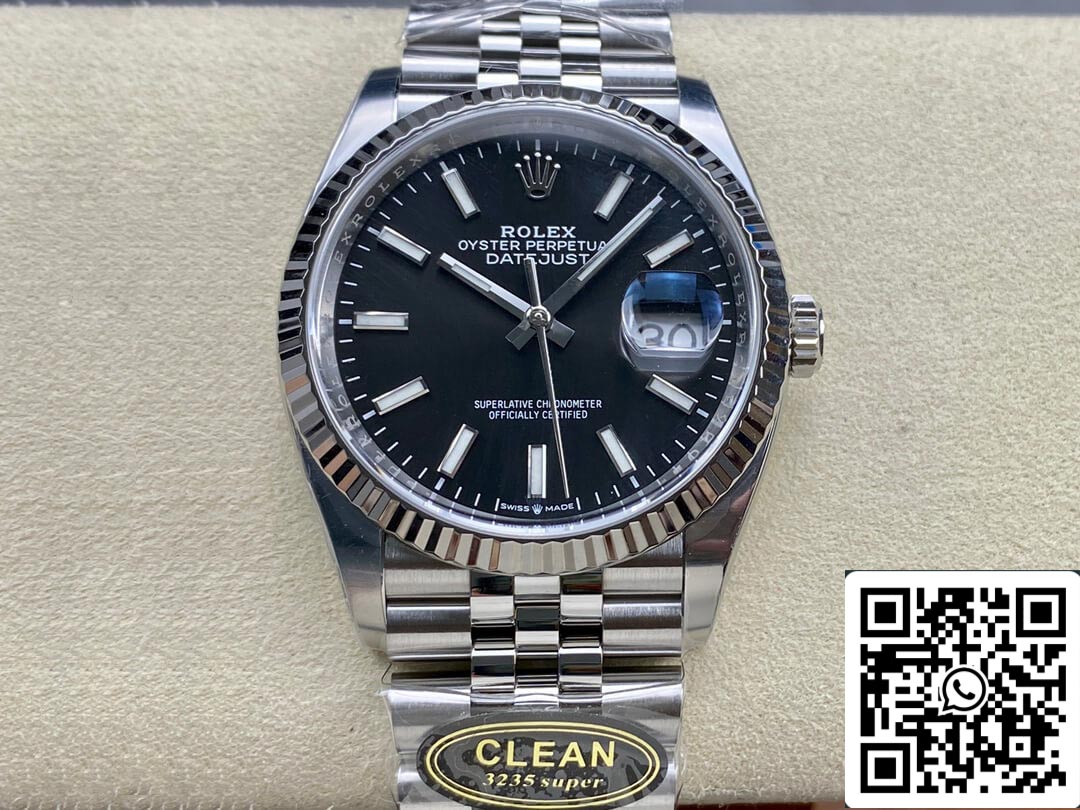 Rolex Datejust M126234-0015 36MM 1:1 Mejor edición Clean Factory esfera negra