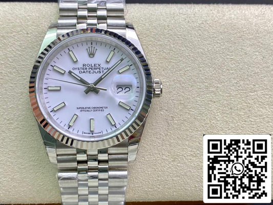 Rolex Datejust 36MM 1:1 Mejor edición EW Factory esfera blanca