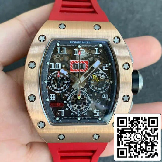 Richard Mille RM011 1: 1 Best Edition KV Factory cinturino rosso in oro rosa