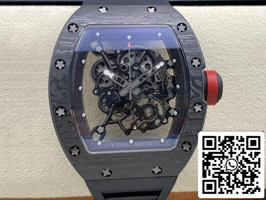 Richard Mille RM-055 1:1 Mejor Edición BBR Factory Caja Negra de Fibra de Carbono