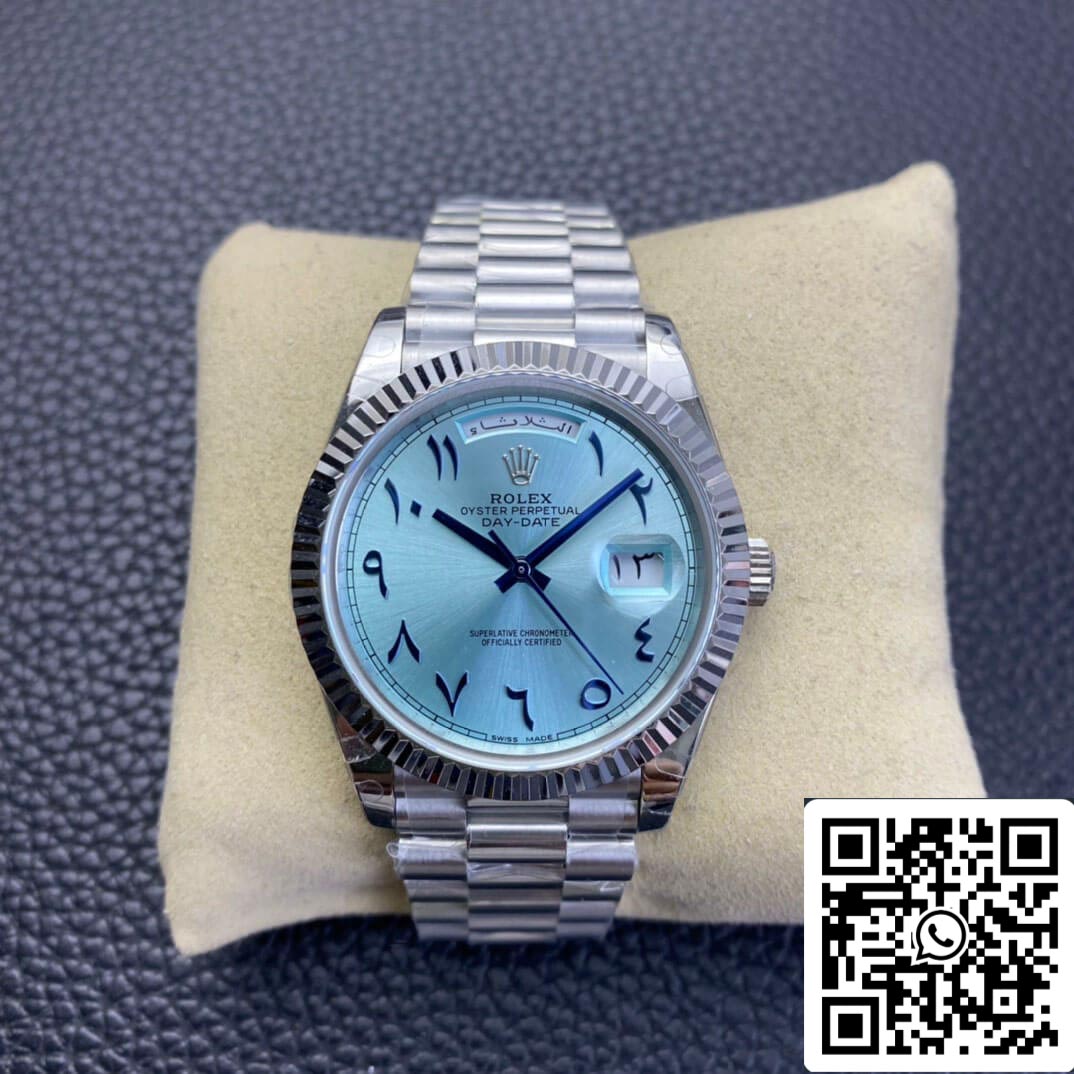 Rolex Day Date 1:1 Best Edition BP Factory Medio Oriente personalizzato quadrante blu ghiaccio