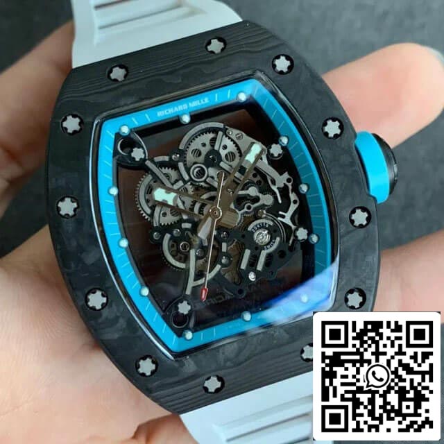 Richard Mille RM055 1:1 Best Edition KV Factory V2 Correa de caucho de fibra de carbono