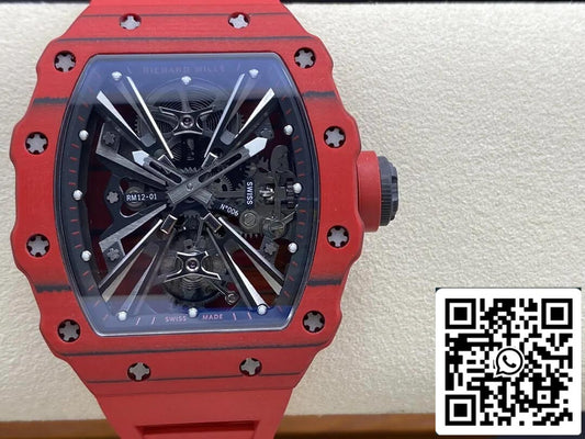 Richard Mille RM12-01 Tourbillon 1:1 Mejor Edición RM Factory Correa de Caucho Roja