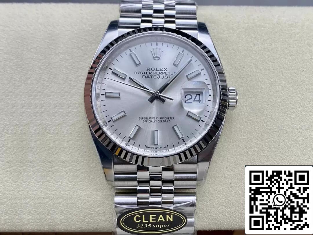 Rolex Datejust M126234-0013 36MM 1:1 Best Edition Quadrante argento fabbrica pulita