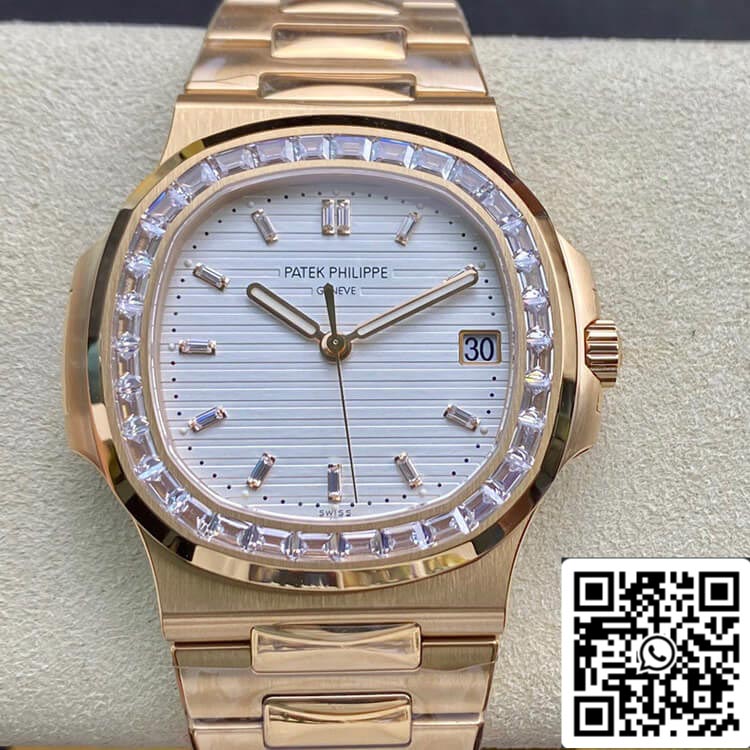 Patek Philippe Nautilus 1:1 Best Edition PPF Factory in oro rosa con diamanti