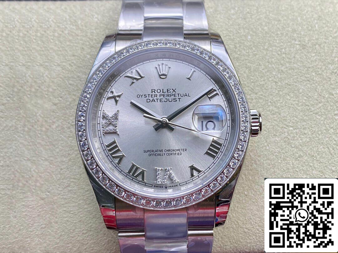 Rolex Datejust M126284RBR-0022 1:1 Mejor edición EW Factory esfera plateada