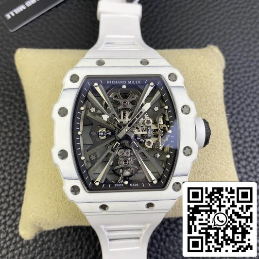 Richard Mille RM12-01 Tourbillon 1:1 Mejor Edición RM Factory Correa de Caucho Blanca