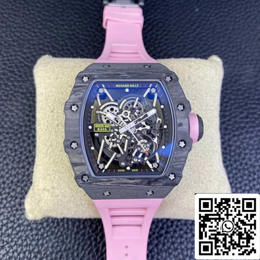 Richard Mille RM35-02 1:1 Best Edition T+ Factory NTPT cinturino in caucciù rosa in fibra di carbonio