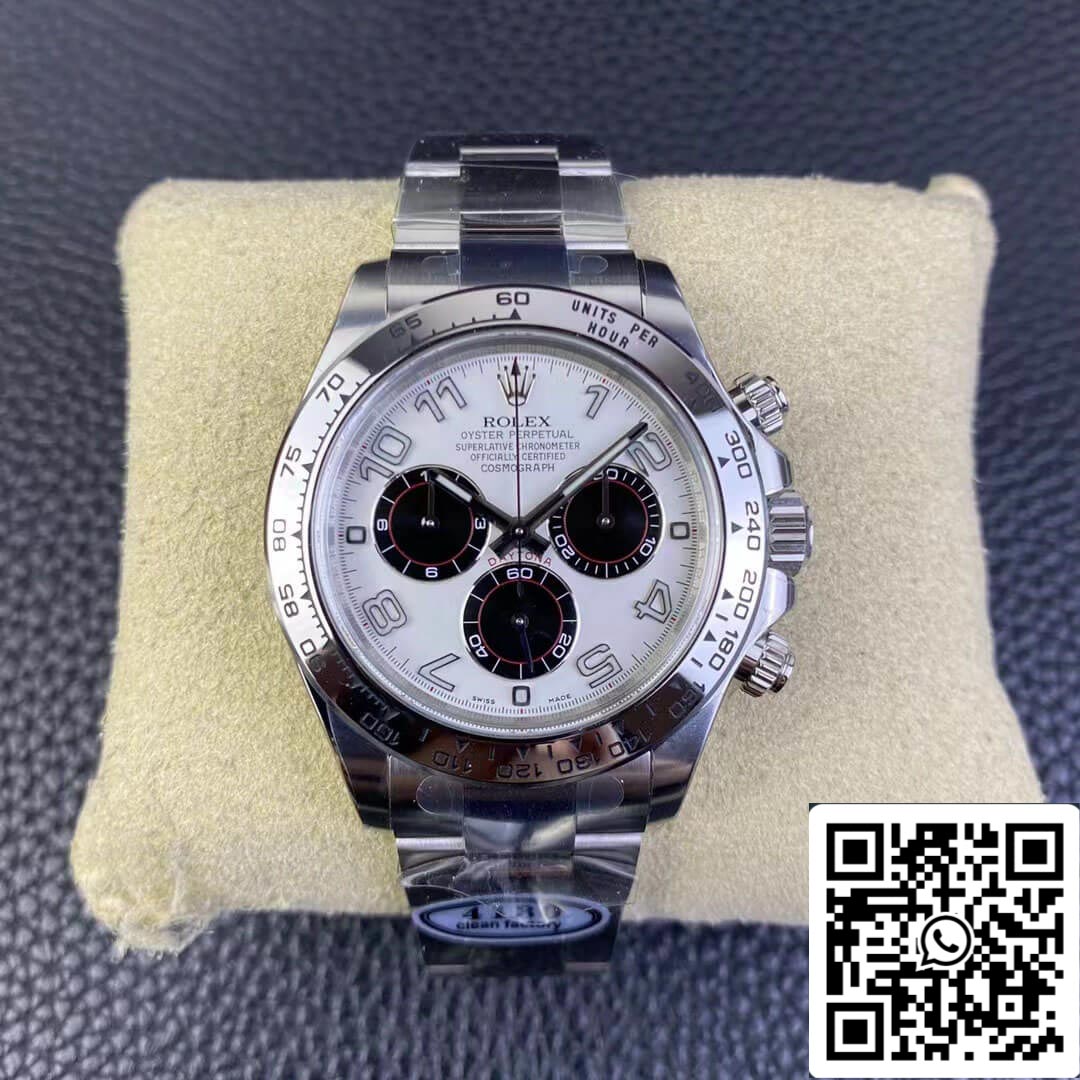 Rolex Cosmograph Daytona 1:1 Best Edition Clean Factory V3 quadrante bianco in acciaio inossidabile