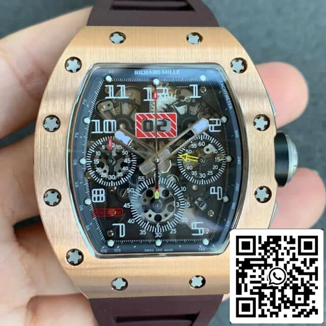 Richard Mille RM011 1:1 Best Edition KV Factory Correa de caucho marrón