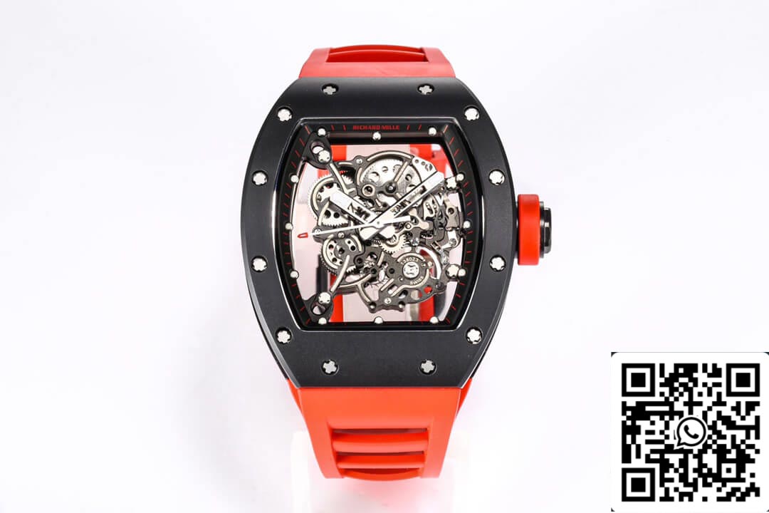 Richard Mille RM-055 1:1 Best Edition BBR Factory Ceramic Case Red Strap