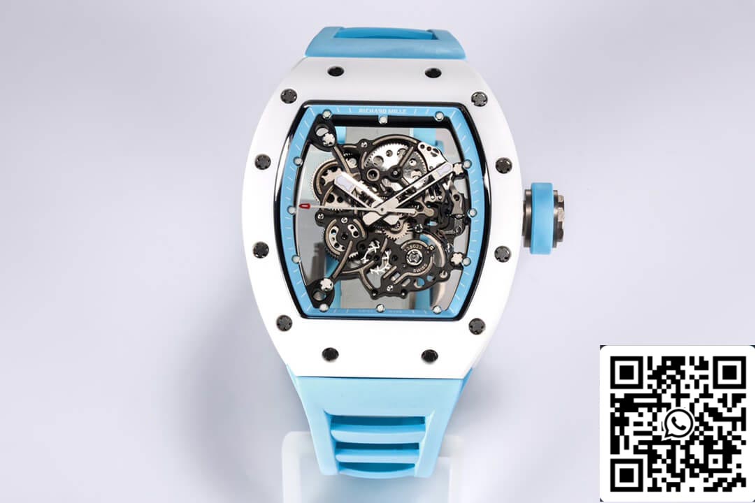 Richard Mille RM-055 1:1 Best Edition BBR Factory Ceramic Case Blue Strap