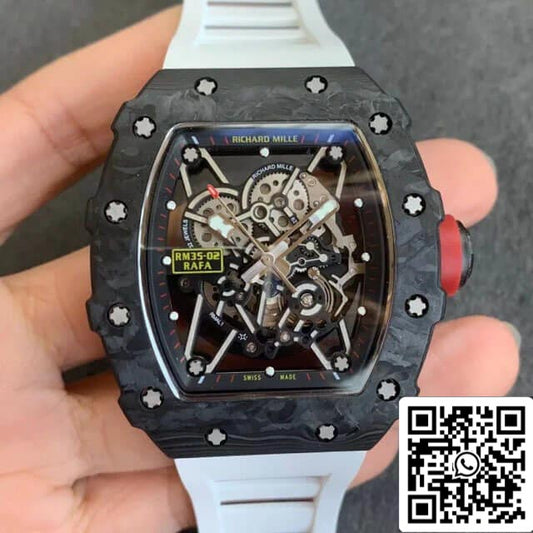 Richard Mille RM35-02 1:1 Best Edition KV Factory V3 Correa de Fibra de Carbono Blanca