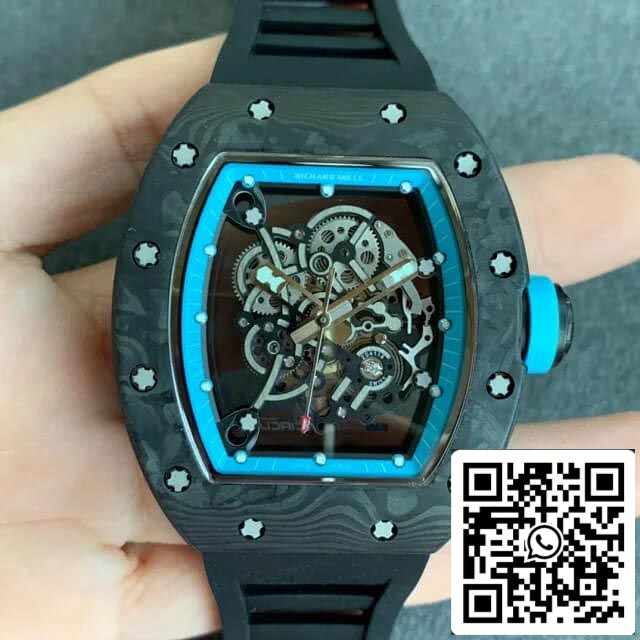 Richard Mille RM055 1:1 Mejor edición KV Factory V2 Esfera esqueleto de fibra de carbono