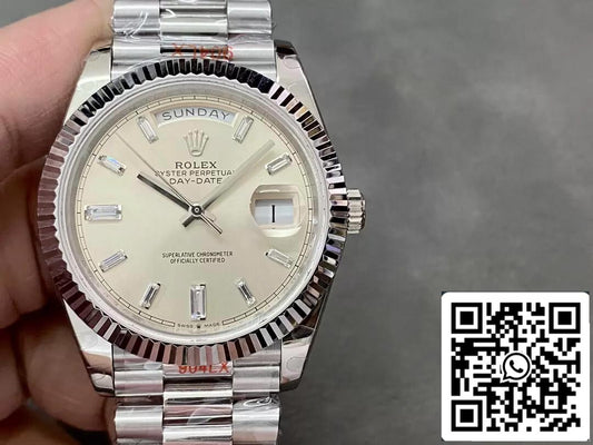 Rolex Day Date M228236-0002 1:1 Mejor edición GM Factory Esfera plateada V2