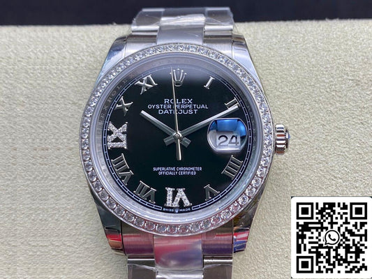 Rolex Datejust 36MM 1:1 Mejor edición EW Factory esfera negra