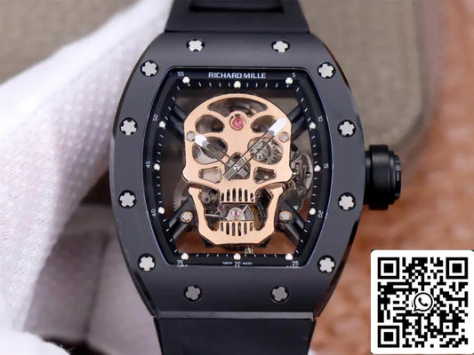 Richard Mille RM52-01 Tourbillon 1:1 Mejor Edición JB Factory Esfera Calavera en Oro Rosa