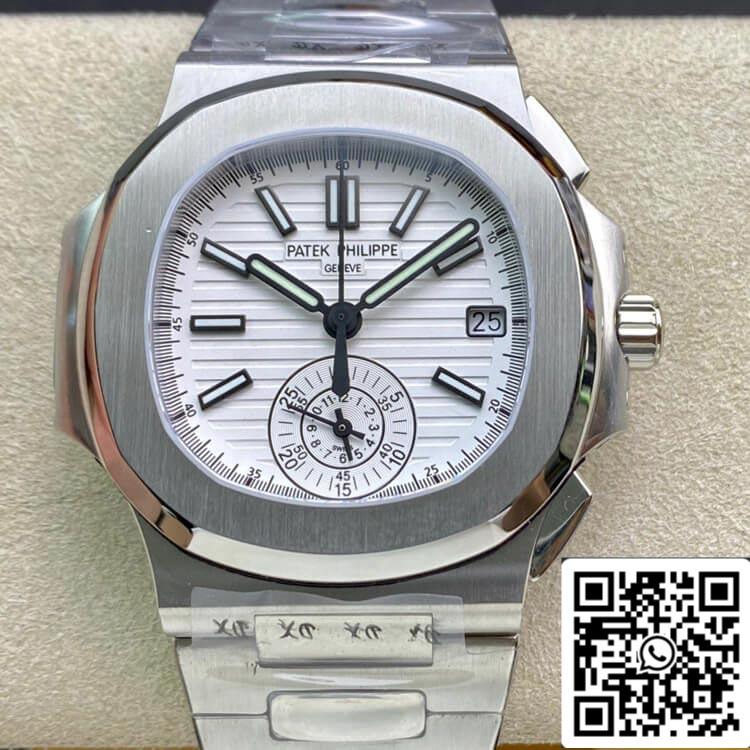 Patek Philippe Nautilus 5980/1A-019 1:1 Mejor Edición 3K Factory V2 Esfera Blanca