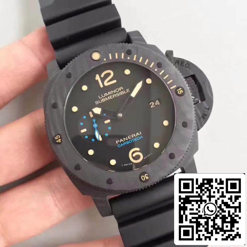 Panerai Luminor PAM441 VS Caja de cerámica de fábrica 1:1 Mejor edición Swiss ETA P9001 Correa de cuero marrón