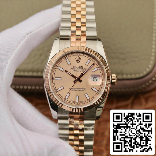 Rolex Datejust 116231 36MM 1:1 Mejor Edición GM Factory Oro Rosa Esfera Rosa