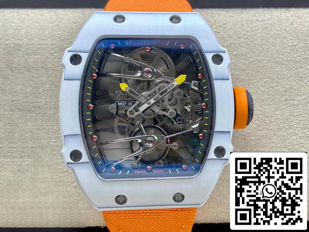 Richard Mille RM27-02 1:1 Best Edition RM Factory Skeleton Tourbillon Orange Strap