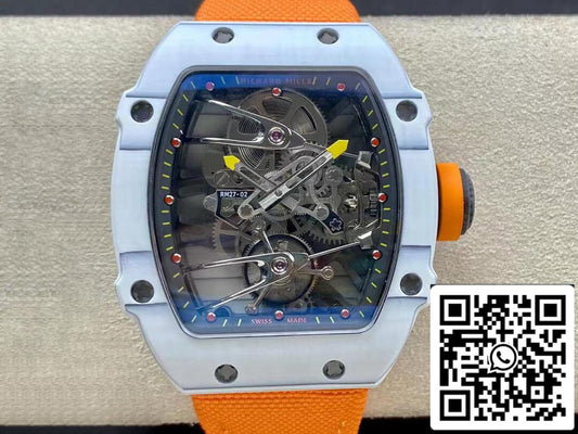 Richard Mille RM27-02 1: 1 Best Edition RM Factory Skeleton Tourbillon Cinturino arancione