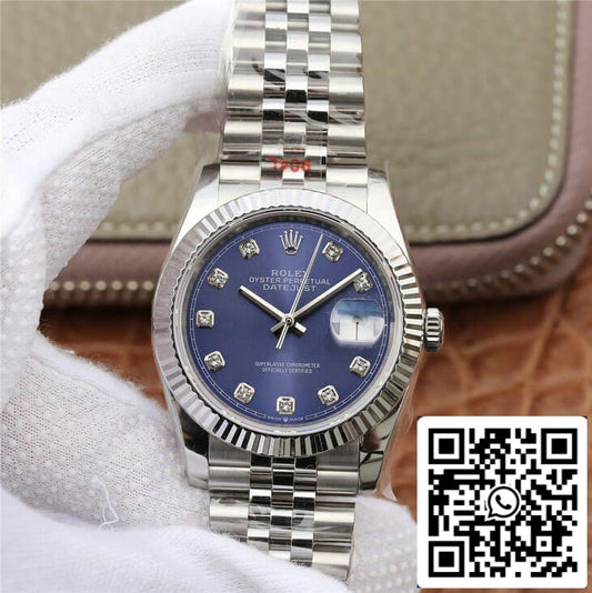 Rolex Datejust M126234-0037 1:1 Mejor edición GM Factory con esfera azul engastada con diamantes