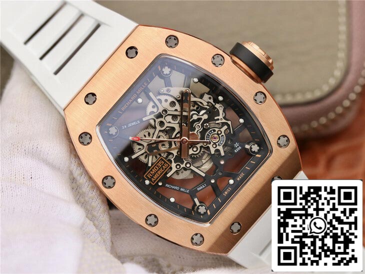 Richard Mille RM035 Americas KV Factory 1:1 Best Edition Rose Gold White Strap