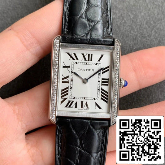 Cartier Tank 1:1 Best Edition K11 Factory Correa de cuero negra