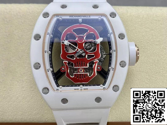 Richard Mille RM52-01 1:1 Mejor Edición YS Factory Tourbillon Caja de Cerámica Correa de Caucho