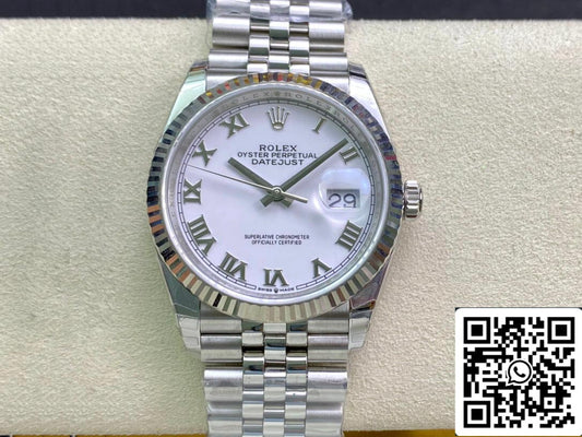 Rolex Datejust M126234-0025 1:1 Best Edition EW quadrante bianco di fabbrica