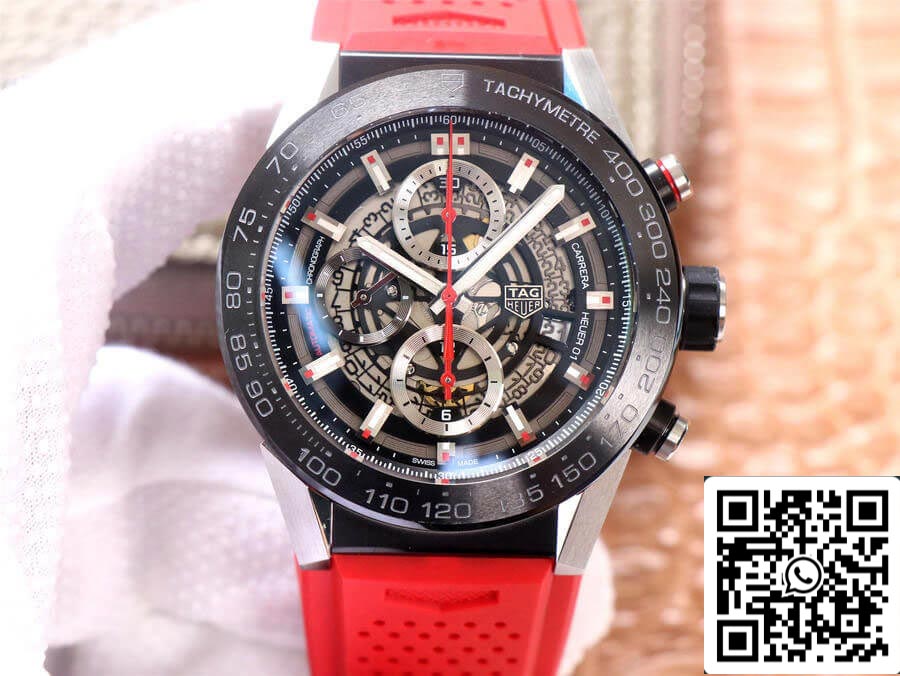 TAG Heuer Carrera CAR2A1Z.FT6050 1:1 Best Edition XF Factory cinturino in caucciù rosso