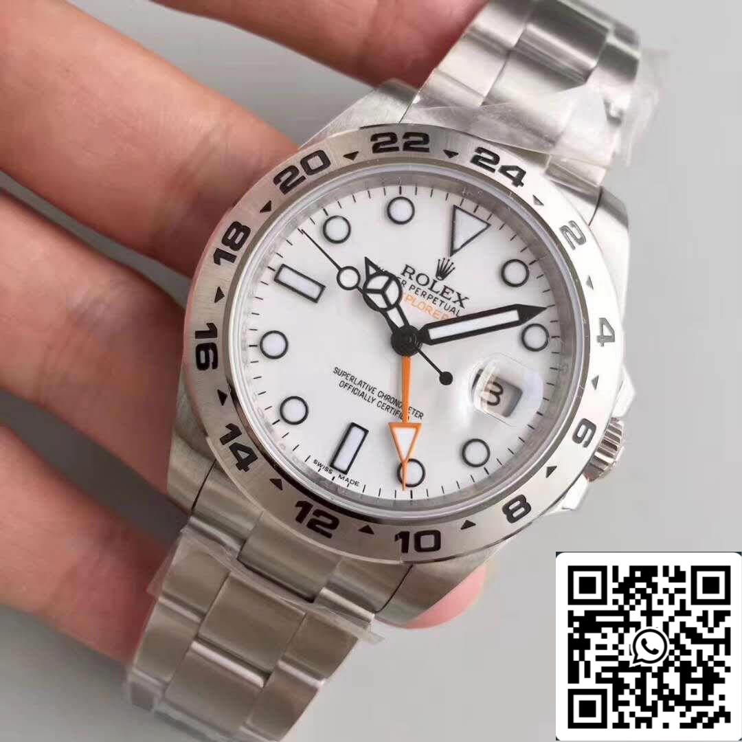 Rolex Explorer II 216570 Noob Factory 1:1 Mejor Edición Suizo ETA3187 Esfera Blanca