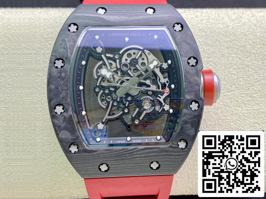 Richard Mille RM055 1:1 Best Edition KV Factory V2 Carbon Fiber Red Strap