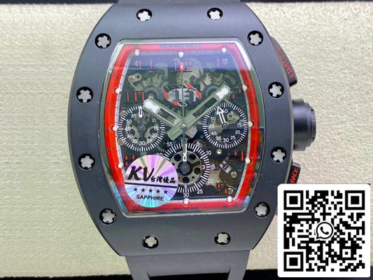 Richard Mille RM011 1:1 Best Edition KV Factory cinturino in ceramica nera