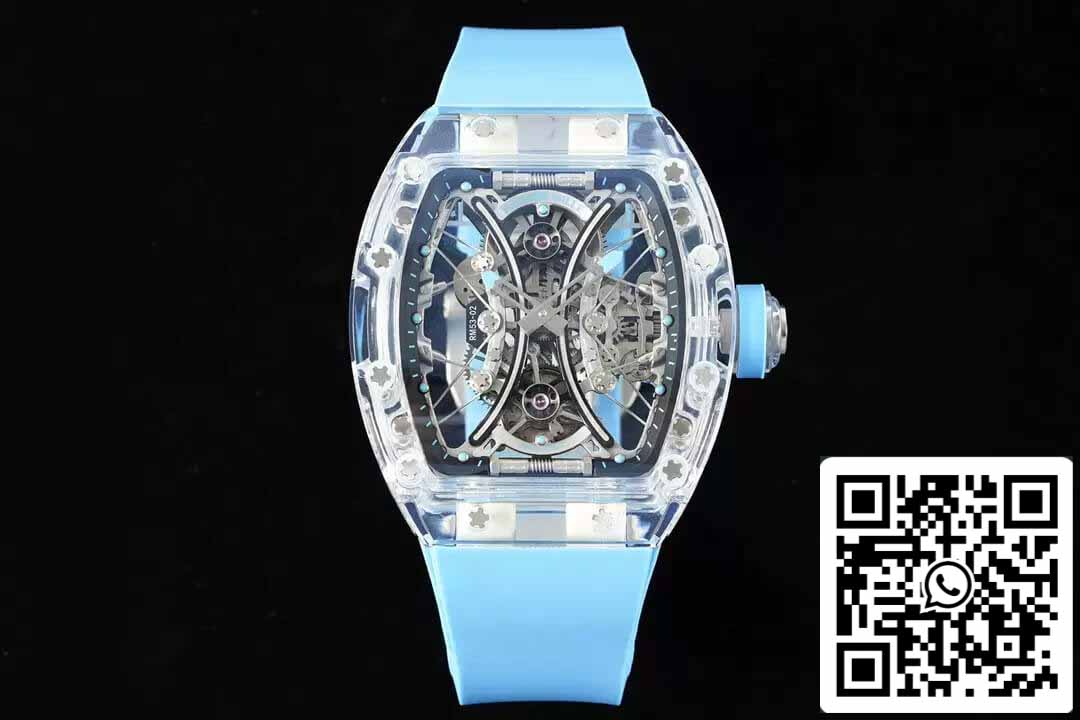 Richard Mille RM053-02 Tourbillon 1: 1 Best Edition RM Factory cinturino in caucciù blu