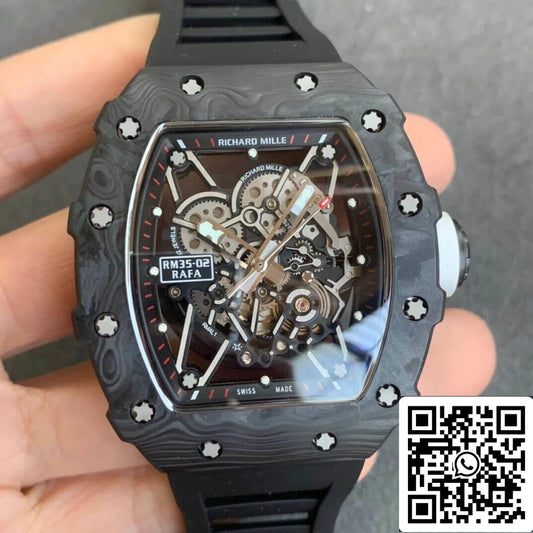 Richard Mille RM035-02 1:1 Best Edition KV Factory Correa negra de fibra de carbono