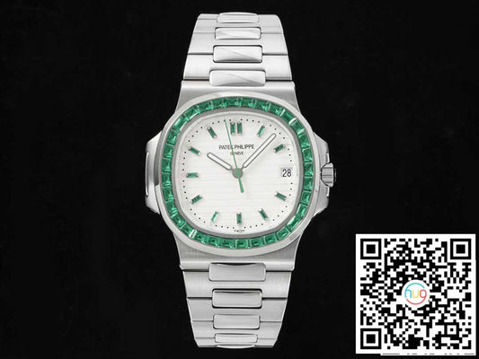 Patek Philippe Nautilus 5711 1:1 Mejor edición GR Factory con diamantes engastados y esfera blanca