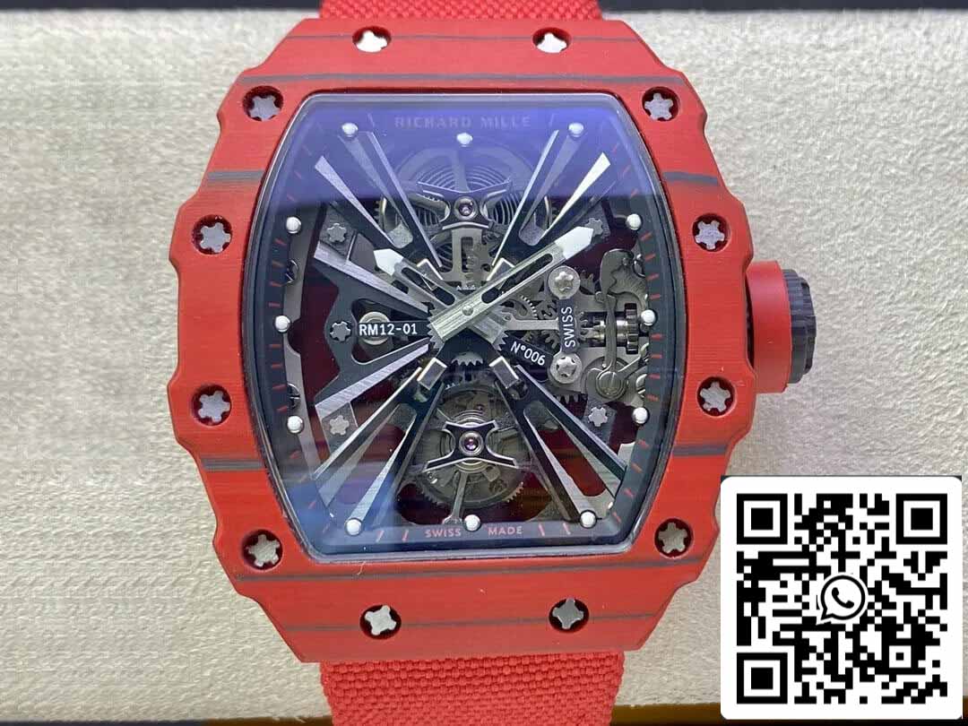 Custodia in fibra di carbonio rossa Richard Mille RM12-01 Tourbillon 1: 1 Best Edition RM Factory