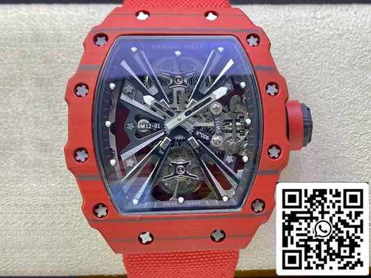 Custodia in fibra di carbonio rossa Richard Mille RM12-01 Tourbillon 1: 1 Best Edition RM Factory