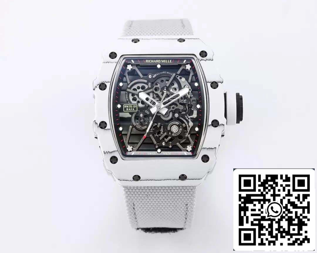 Richard Mille RM35-01 1:1 Best Edition BBR Factory Caja de Fibra de Carbono Blanca