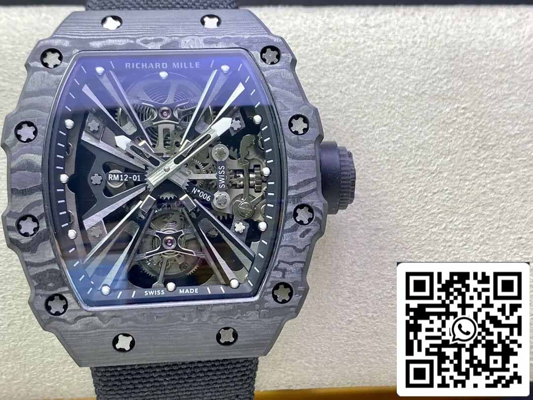 Richard Mille RM12-01 1:1 Best Edition RM Factory Tourbillon Skeleton Dial