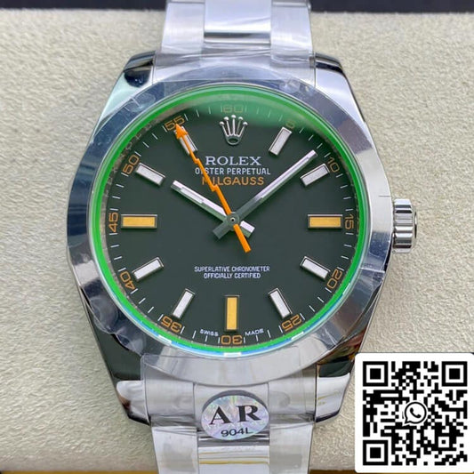 Rolex Milgauss 116400GV AR Factory 1:1 Mejor Edición Suizo ETA3131 Esfera Negra