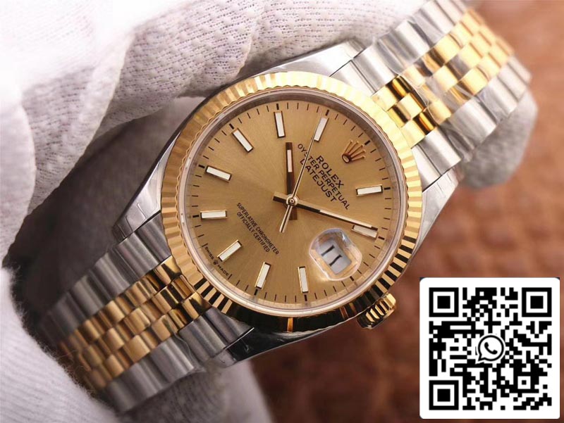 Rolex Datejust M126233-0015 1:1 Best Edition EW Factory Quadrante champagne svizzero ETA3235