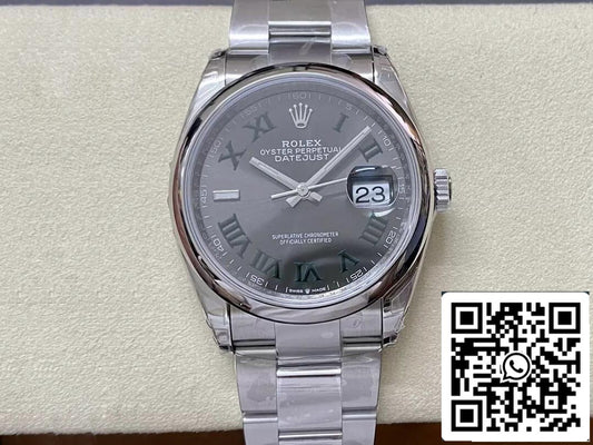 Rolex Datejust M126200-0018 36MM 1:1 Best Edition VS quadrante grigio di fabbrica