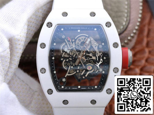 Richard Mille RM055 1:1 Best Edition KV Factory Ceramic White Rubber Strap