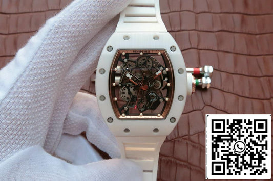 Richard Mille RM055 1: 1 Best Edition KV Factory cinturino in caucciù in ceramica bianca