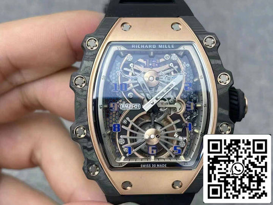 Richard Mille RM21-01 1:1 Mejor Edición RM Factory Tourbillon Esfera Esqueleto