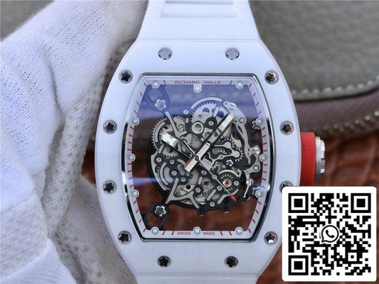 Richard Mille RM055 1:1 Best Edition KV Factory Correa de caucho blanca