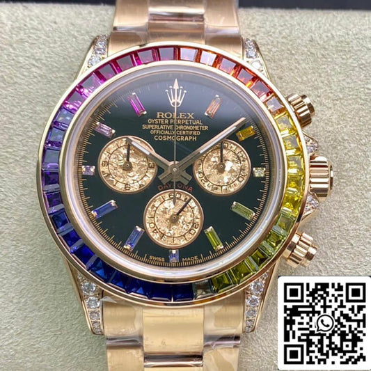 Rolex Daytona 116595 RBOW 1:1 Mejor Edición TW Factory Oro Rosa Esfera Negra